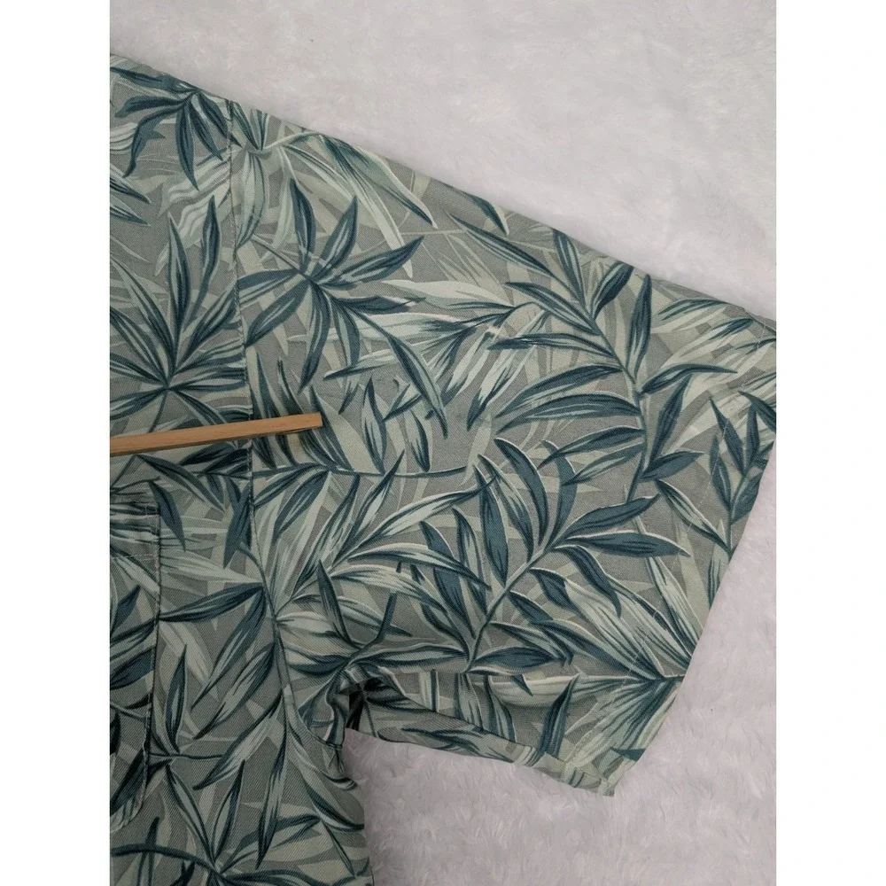 Tommy Bahama Silk‎ Shirt Men's Size XXL Short Sleeve Bamboo Leaf Print *Read